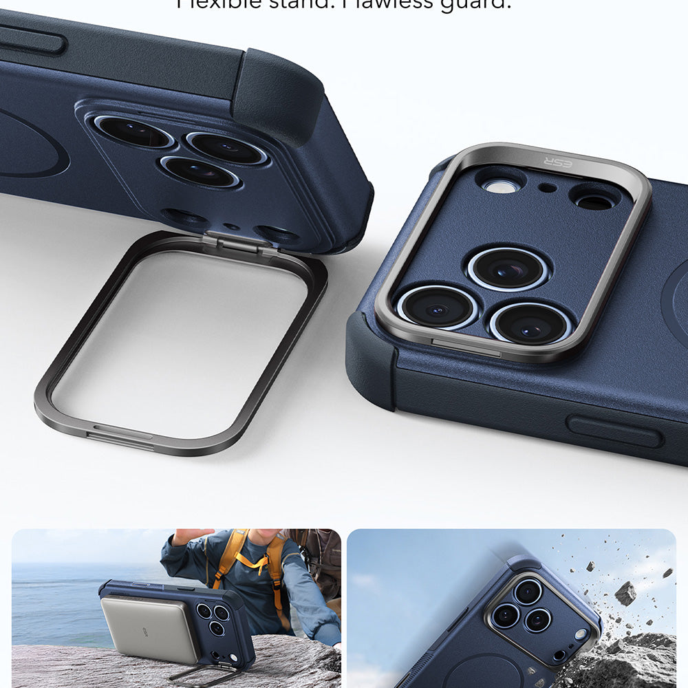 Ovitek MagSafe za Apple iPhone 18 Pro / 17 Pro, ESR, Cyber Armor Kickstand, modra