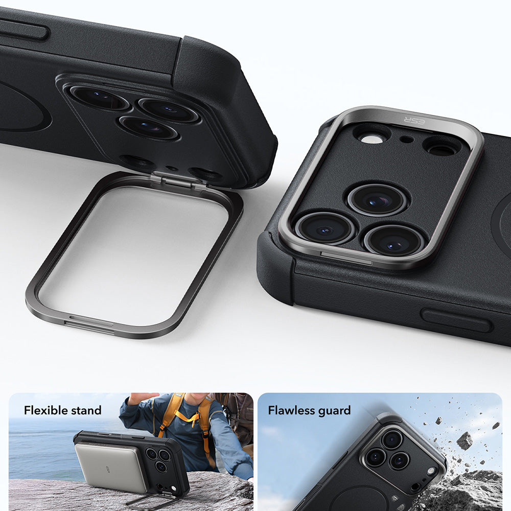 Ovitek MagSafe za Apple iPhone 18 Pro / 17 Pro, ESR, Cyber Armor Kickstand, Črn