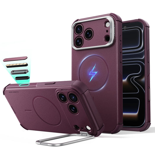 Ovitek MagSafe za Apple iPhone 18 Pro / 17 Pro, ESR, Cyber Armor Kickstand, Temno vijoličen mat