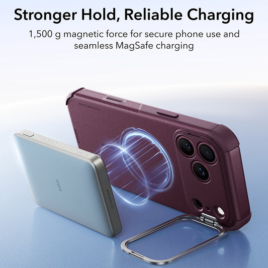 Ovitek MagSafe za Apple iPhone 18 Pro / 17 Pro, ESR, Cyber Armor Kickstand, Temno vijoličen mat