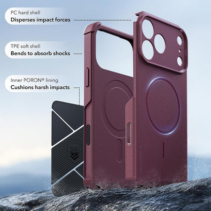MagSafe ovitek za Apple iPhone 18 Pro / 17 Pro, ESR, Cyber, satenasto temno bordo rdečega odtenka
