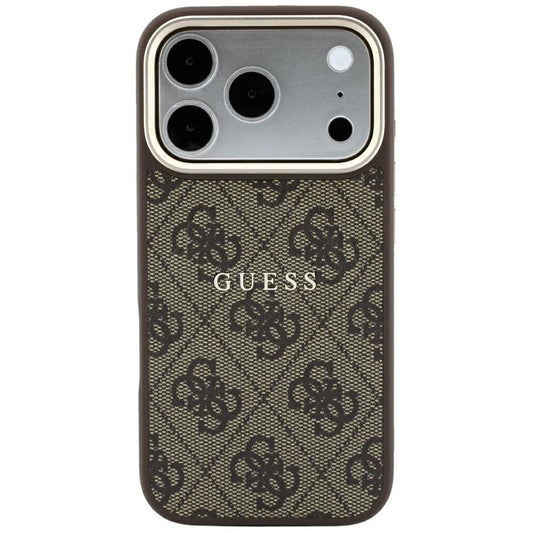 MagSafe ovitek za Apple iPhone 18 Pro / 17 Pro, Guess, 4G Relief Classic, rjav