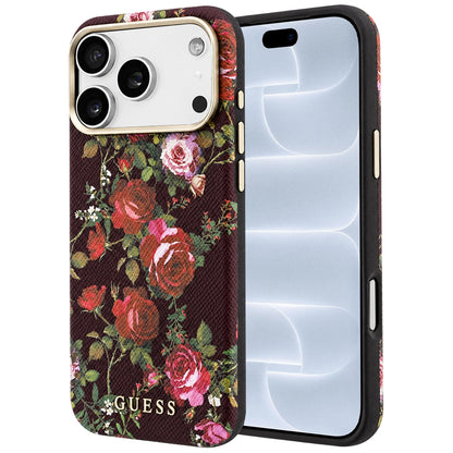 MagSafe ovitek za Apple iPhone 18 Pro / 17 Pro, Guess, Blossom Roses Print, bordo