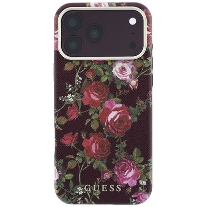 MagSafe ovitek za Apple iPhone 18 Pro / 17 Pro, Guess, Blossom Roses Print, bordo