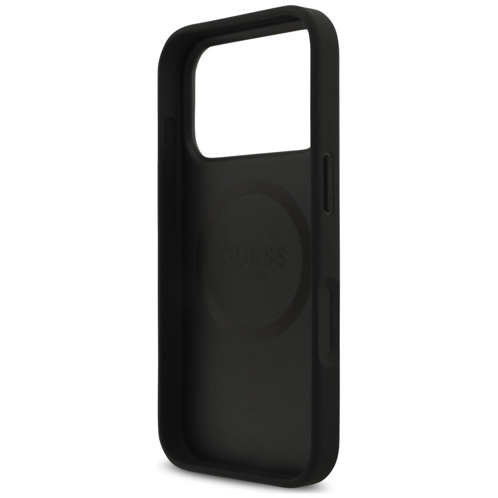 MagSafe ovitek za Apple iPhone 18 Pro / 17 Pro, Guess, Croco Triangle Logo, črn