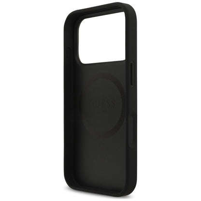 MagSafe ovitek za Apple iPhone 18 Pro / 17 Pro, Guess, Croco Triangle Logo, črn