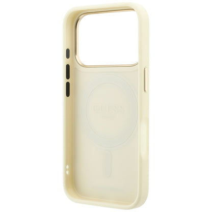 MagSafe ovitek za Apple iPhone 18 Pro / 17 Pro, Guess, Grained Ring Stand 360 Classic, bež