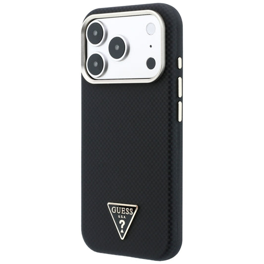 MagSafe ovitek za Apple iPhone 18 Pro / 17 Pro, Guess, Kevlar trikotni logotip, črn
