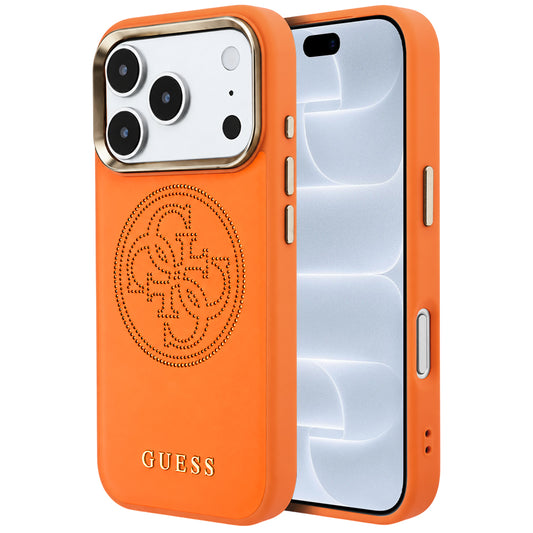 Ovitek MagSafe za Apple iPhone 18 Pro / 17 Pro, Guess, perforiran 4G, oranžen