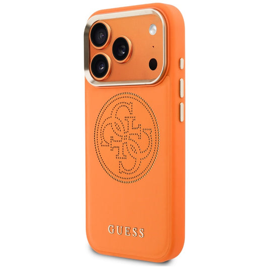 Ovitek MagSafe za Apple iPhone 18 Pro / 17 Pro, Guess, perforiran 4G, oranžen