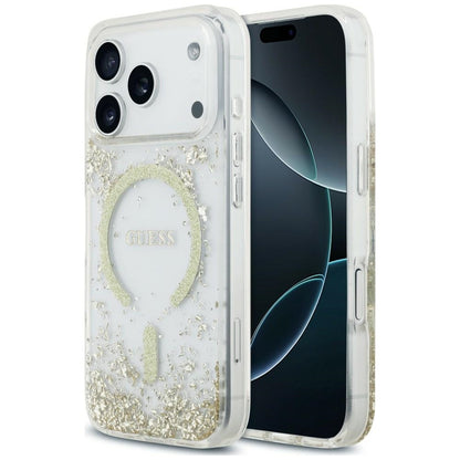 MagSafe ovitek za Apple iPhone 18 Pro / 17 Pro, Guess, smolnato dno z bleščicami, zlata