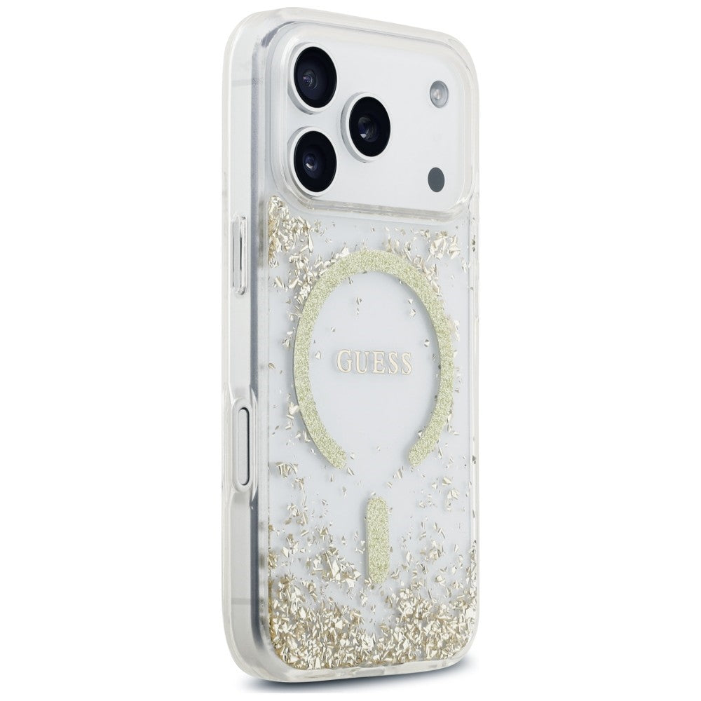 MagSafe ovitek za Apple iPhone 18 Pro / 17 Pro, Guess, smolnato dno z bleščicami, zlata