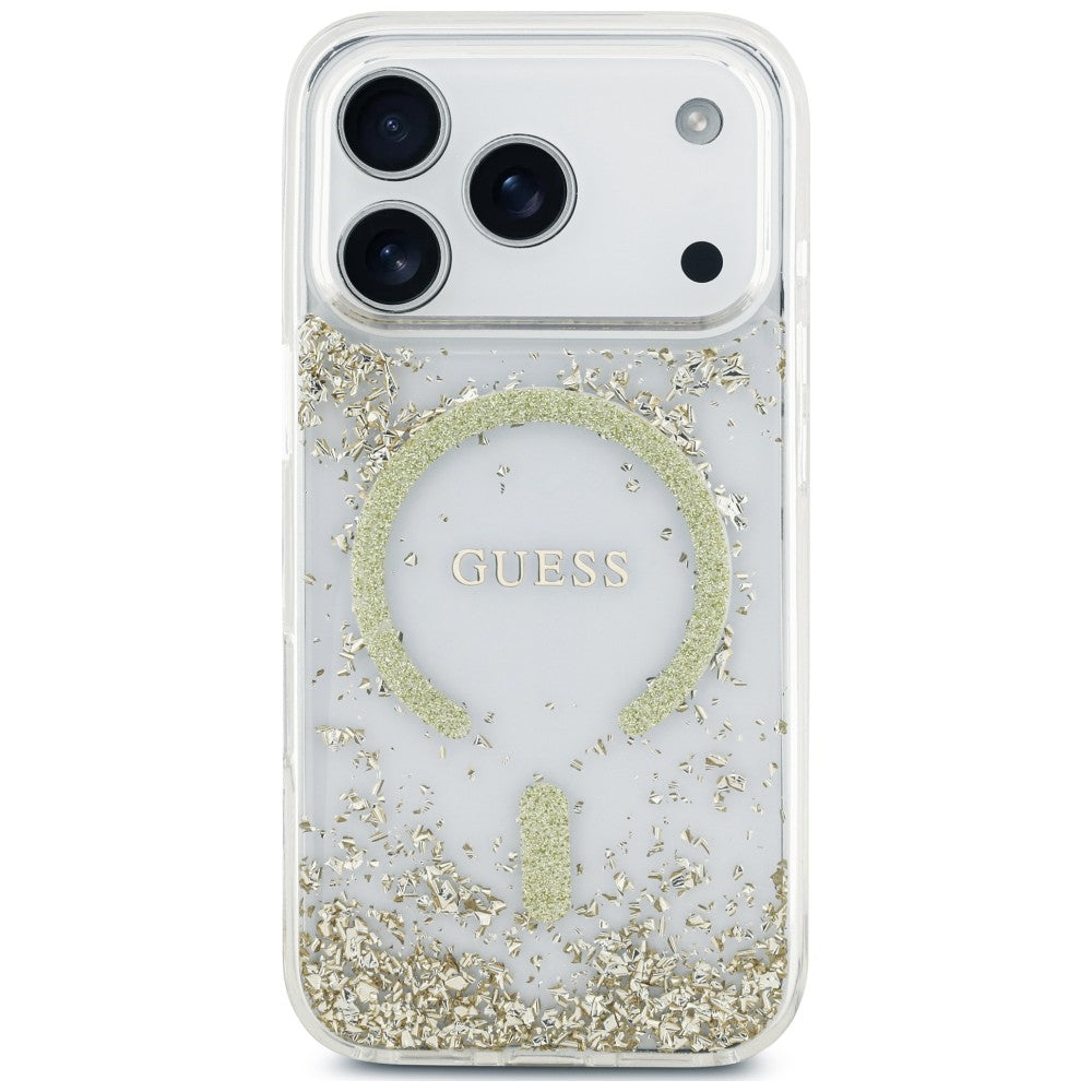 MagSafe ovitek za Apple iPhone 18 Pro / 17 Pro, Guess, smolnato dno z bleščicami, zlata