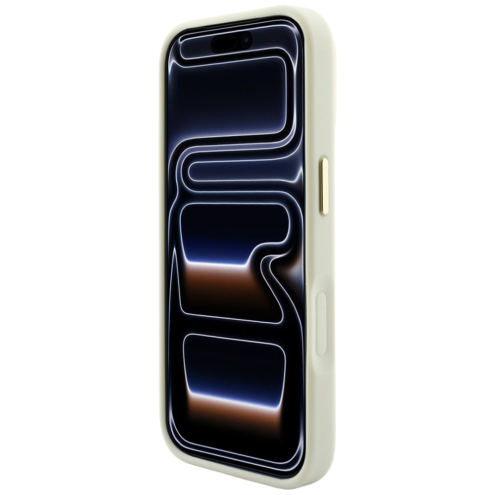 MagSafe ovitek za Apple iPhone 18 Pro / 17 Pro, Guess, Saffiano Peony Ring, bež