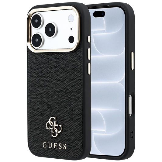 Ovitek MagSafe za Apple iPhone 18 Pro / 17 Pro, Guess, Saffiano Small 4G Classic, Črn