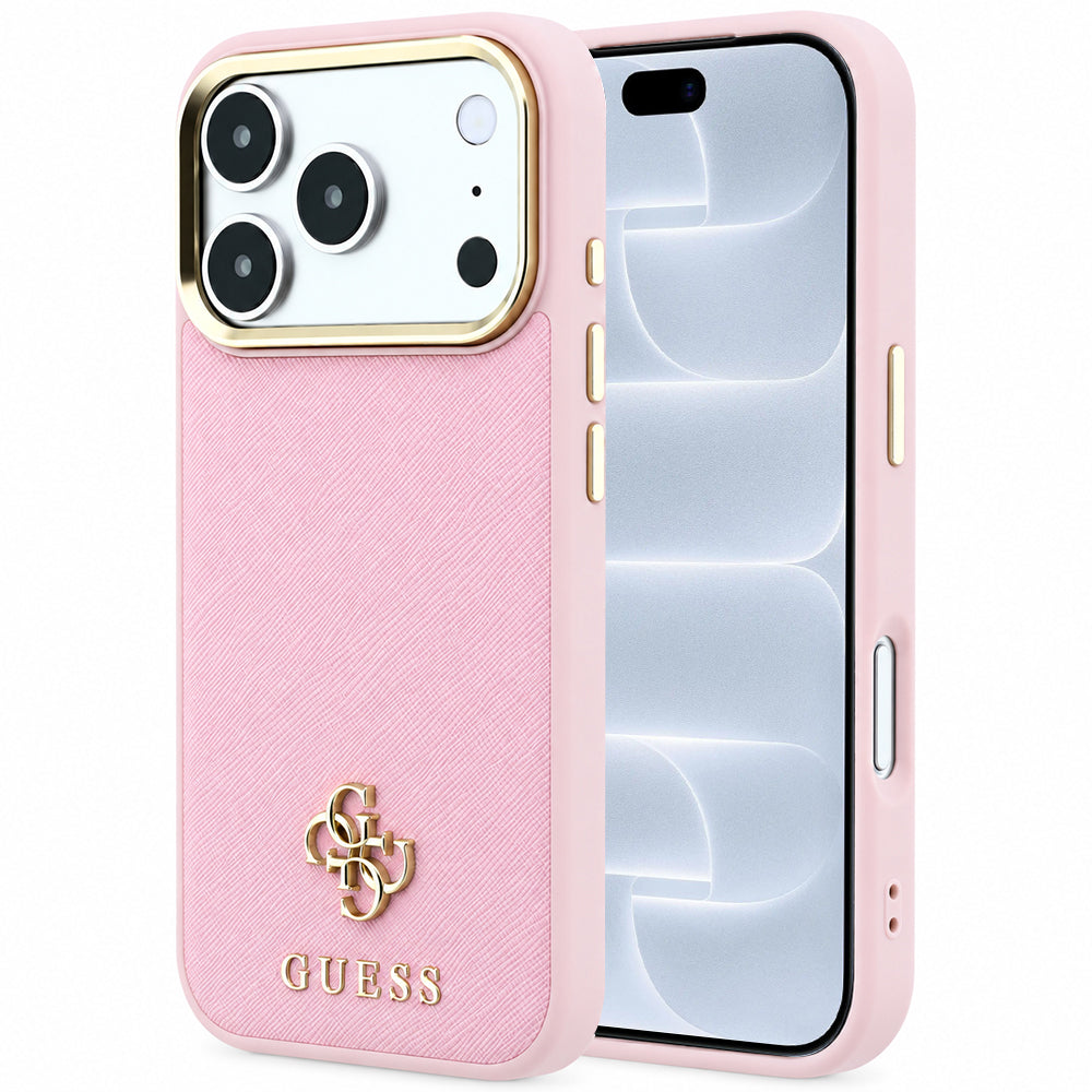 Ovitek MagSafe za Apple iPhone 18 Pro / 17 Pro, Guess, Saffiano Small 4G Classic, roza