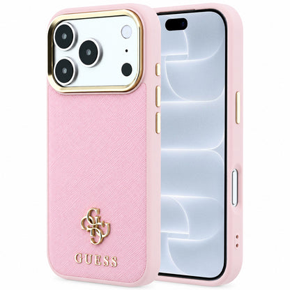 Ovitek MagSafe za Apple iPhone 18 Pro / 17 Pro, Guess, Saffiano Small 4G Classic, roza