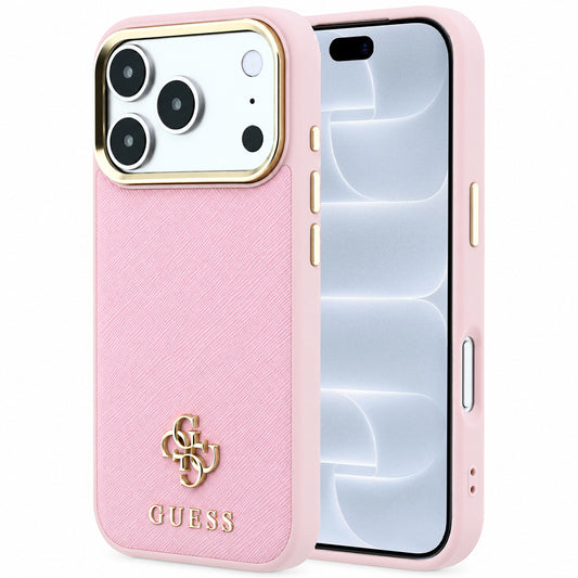 Ovitek MagSafe za Apple iPhone 18 Pro / 17 Pro, Guess, Saffiano Small 4G Classic, roza