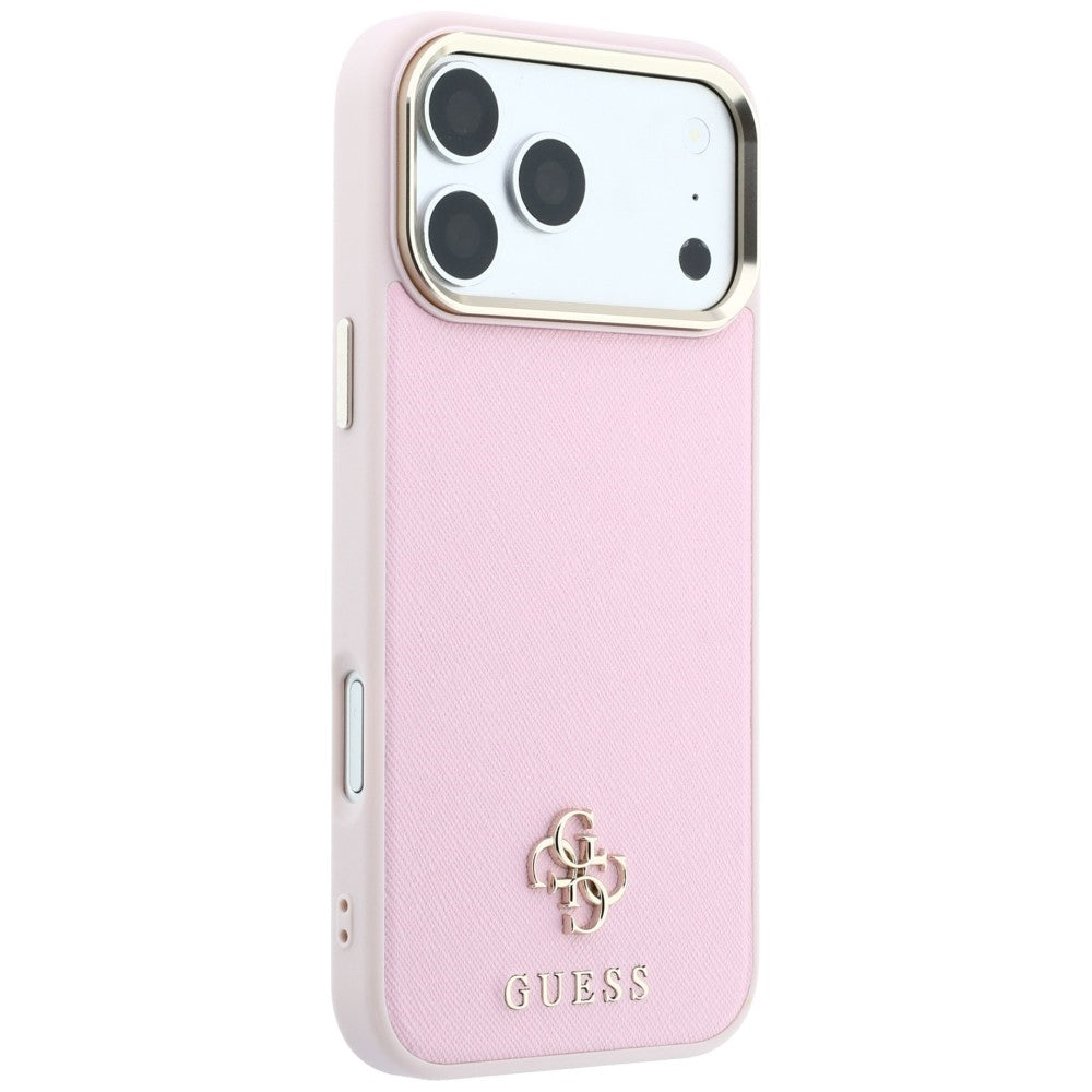 Ovitek MagSafe za Apple iPhone 18 Pro / 17 Pro, Guess, Saffiano Small 4G Classic, roza