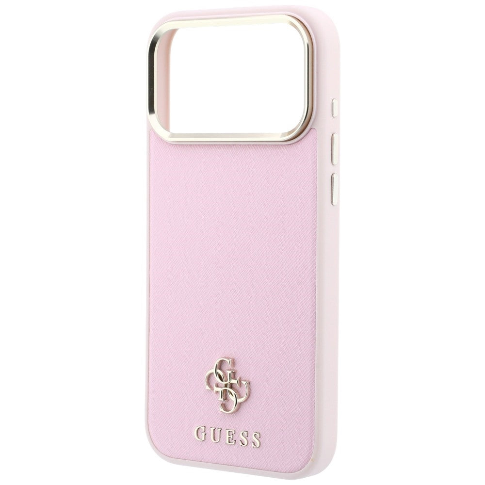Ovitek MagSafe za Apple iPhone 18 Pro / 17 Pro, Guess, Saffiano Small 4G Classic, roza