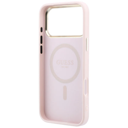 Ovitek MagSafe za Apple iPhone 18 Pro / 17 Pro, Guess, Saffiano Small 4G Classic, roza