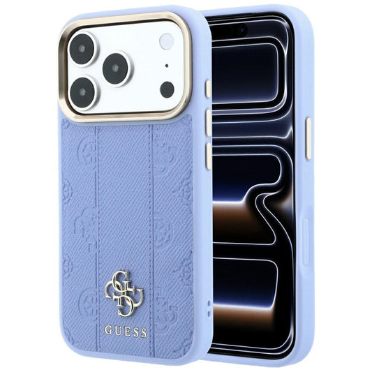 MagSafe ovitek za Apple iPhone 18 Pro / 17 Pro, Guess, Stripe Peony 4G, Bleu