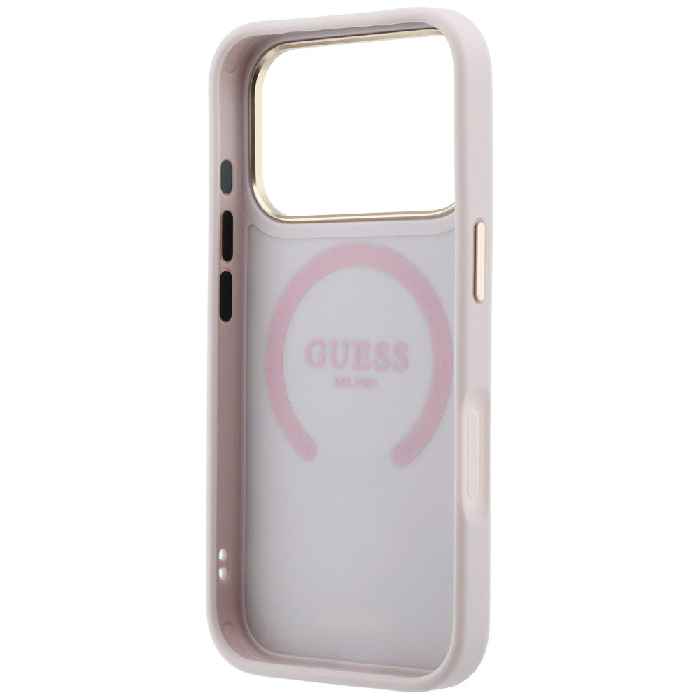 MagSafe ovitek za Apple iPhone 18 Pro / 17 Pro, Guess, Stripe Peony 4G, roza