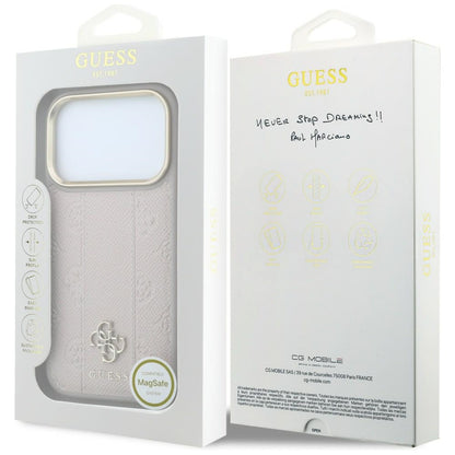MagSafe ovitek za Apple iPhone 18 Pro / 17 Pro, Guess, Stripe Peony 4G, roza