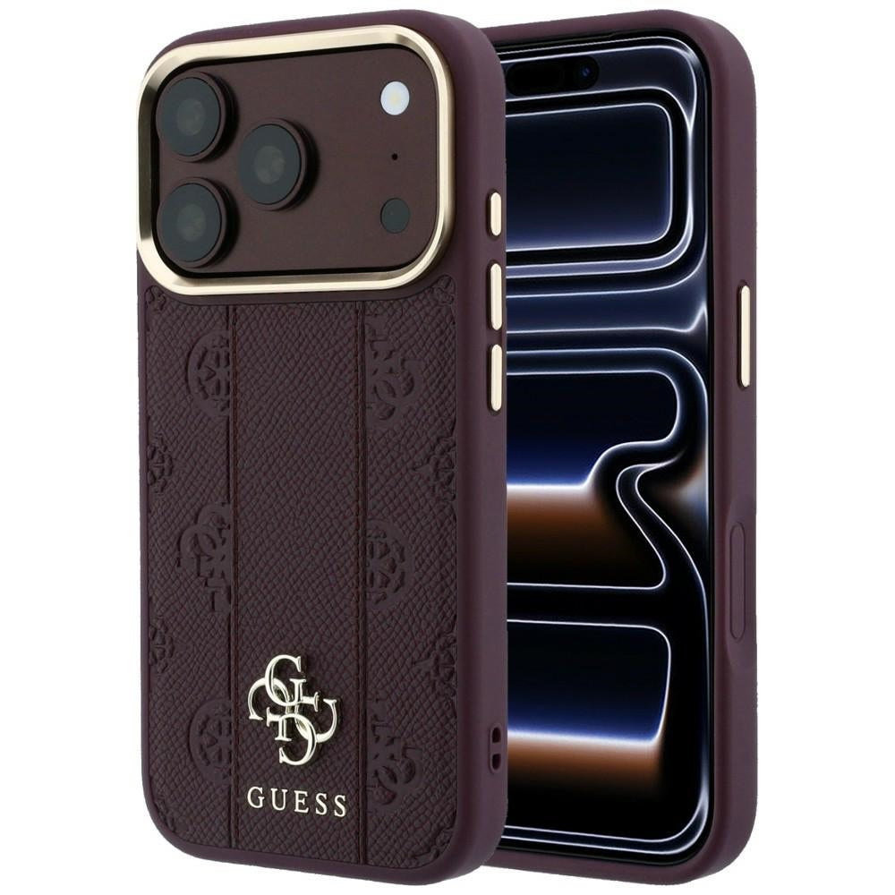 MagSafe ovitek za Apple iPhone 18 Pro / 17 Pro, Guess, Stripe Peony 4G, Vijoličen