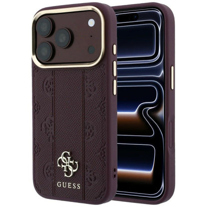 MagSafe ovitek za Apple iPhone 18 Pro / 17 Pro, Guess, Stripe Peony 4G, Vijoličen