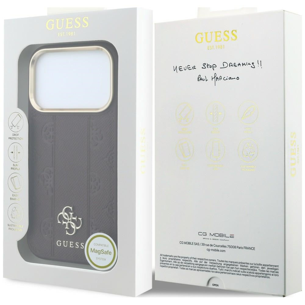 MagSafe ovitek za Apple iPhone 18 Pro / 17 Pro, Guess, Stripe Peony 4G, Vijoličen