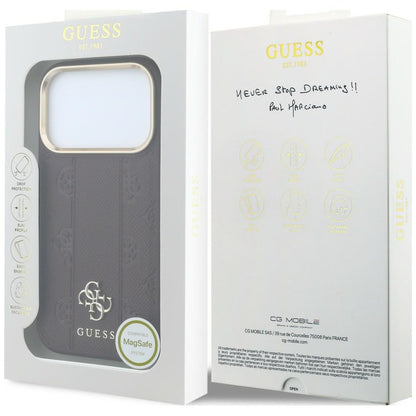 MagSafe ovitek za Apple iPhone 18 Pro / 17 Pro, Guess, Stripe Peony 4G, Vijoličen