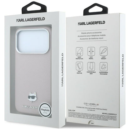 MagSafe Case for Apple iPhone 18 Pro / 17 Pro, Karl Lagerfeld, Grained Choupette Head, Pink