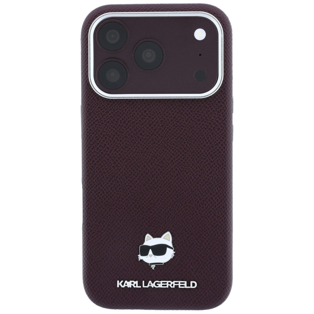Ovitek MagSafe za Apple iPhone 18 Pro / 17 Pro, Karl Lagerfeld, zrnata Choupette glava, bordo