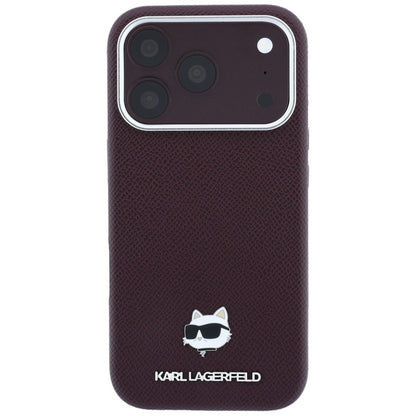 Ovitek MagSafe za Apple iPhone 18 Pro / 17 Pro, Karl Lagerfeld, zrnata Choupette glava, bordo
