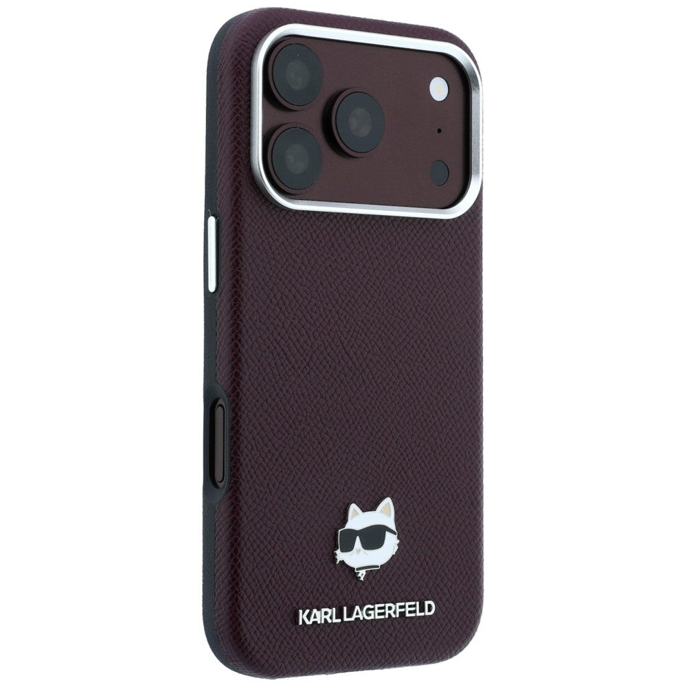 Ovitek MagSafe za Apple iPhone 18 Pro / 17 Pro, Karl Lagerfeld, zrnata Choupette glava, bordo