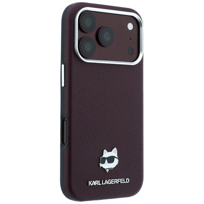 Ovitek MagSafe za Apple iPhone 18 Pro / 17 Pro, Karl Lagerfeld, zrnata Choupette glava, bordo
