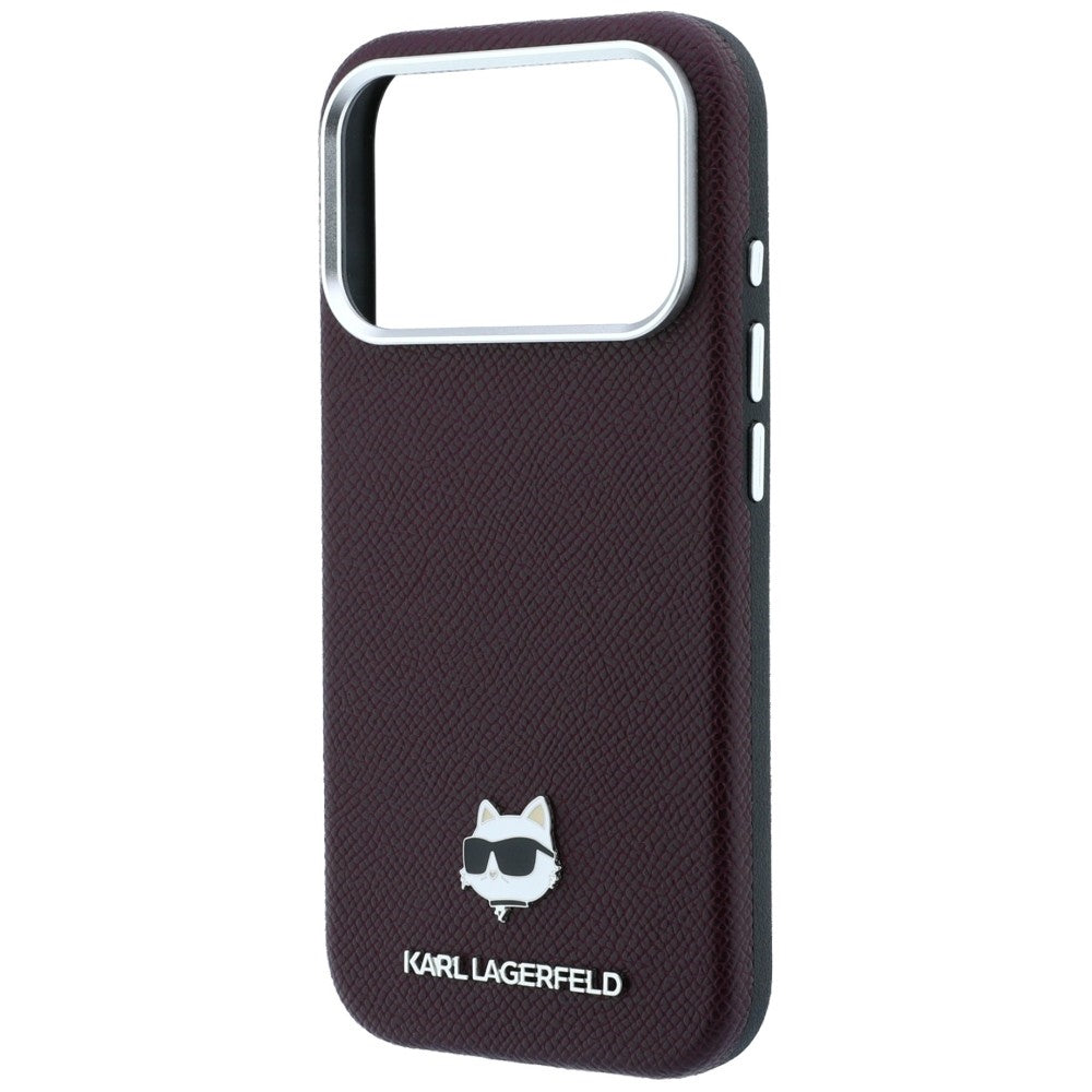 Ovitek MagSafe za Apple iPhone 18 Pro / 17 Pro, Karl Lagerfeld, zrnata Choupette glava, bordo