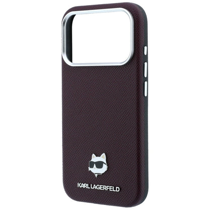 Ovitek MagSafe za Apple iPhone 18 Pro / 17 Pro, Karl Lagerfeld, zrnata Choupette glava, bordo