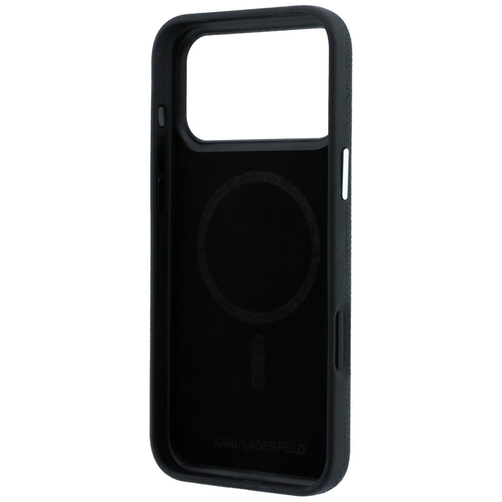 MagSafe Case for Apple iPhone 18 Pro / 17 Pro, Karl Lagerfeld, Grained Elongated Logo, Black