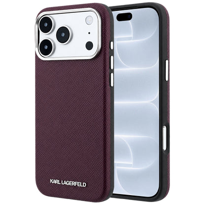 Ovitek MagSafe za Apple iPhone 18 Pro / 17 Pro, Karl Lagerfeld, zrnati podolgovati logotip, bordo