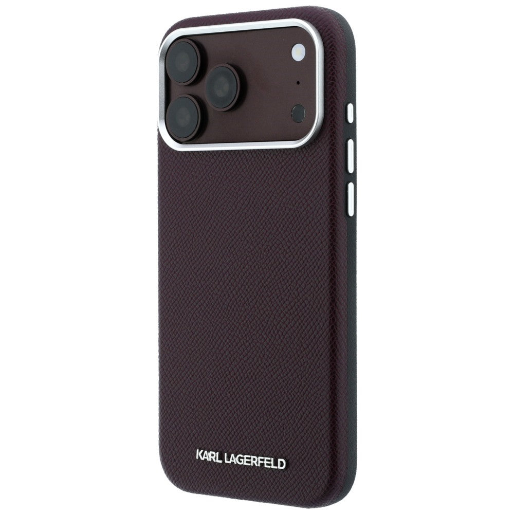 Ovitek MagSafe za Apple iPhone 18 Pro / 17 Pro, Karl Lagerfeld, zrnati podolgovati logotip, bordo
