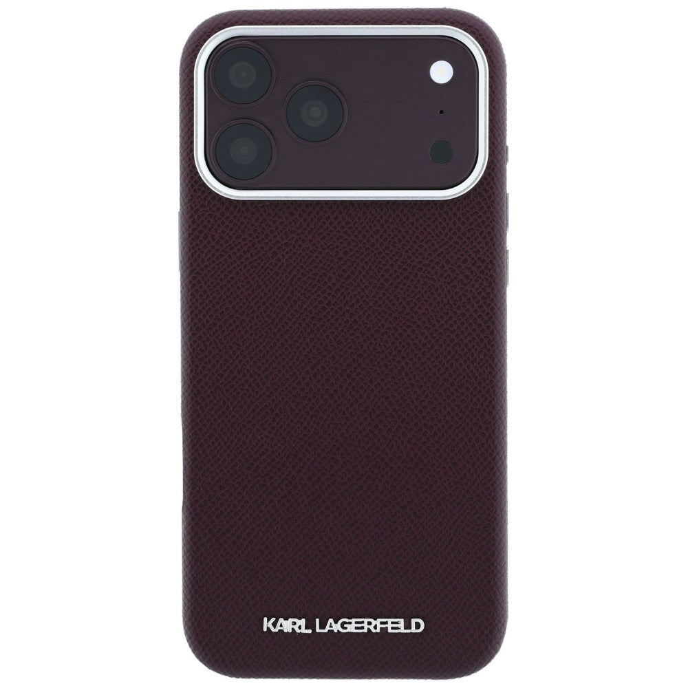 Ovitek MagSafe za Apple iPhone 18 Pro / 17 Pro, Karl Lagerfeld, zrnati podolgovati logotip, bordo