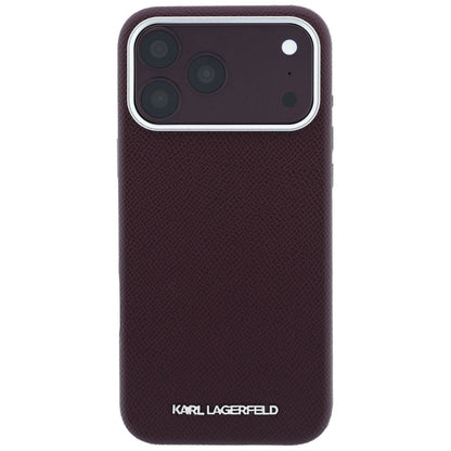 Ovitek MagSafe za Apple iPhone 18 Pro / 17 Pro, Karl Lagerfeld, zrnati podolgovati logotip, bordo
