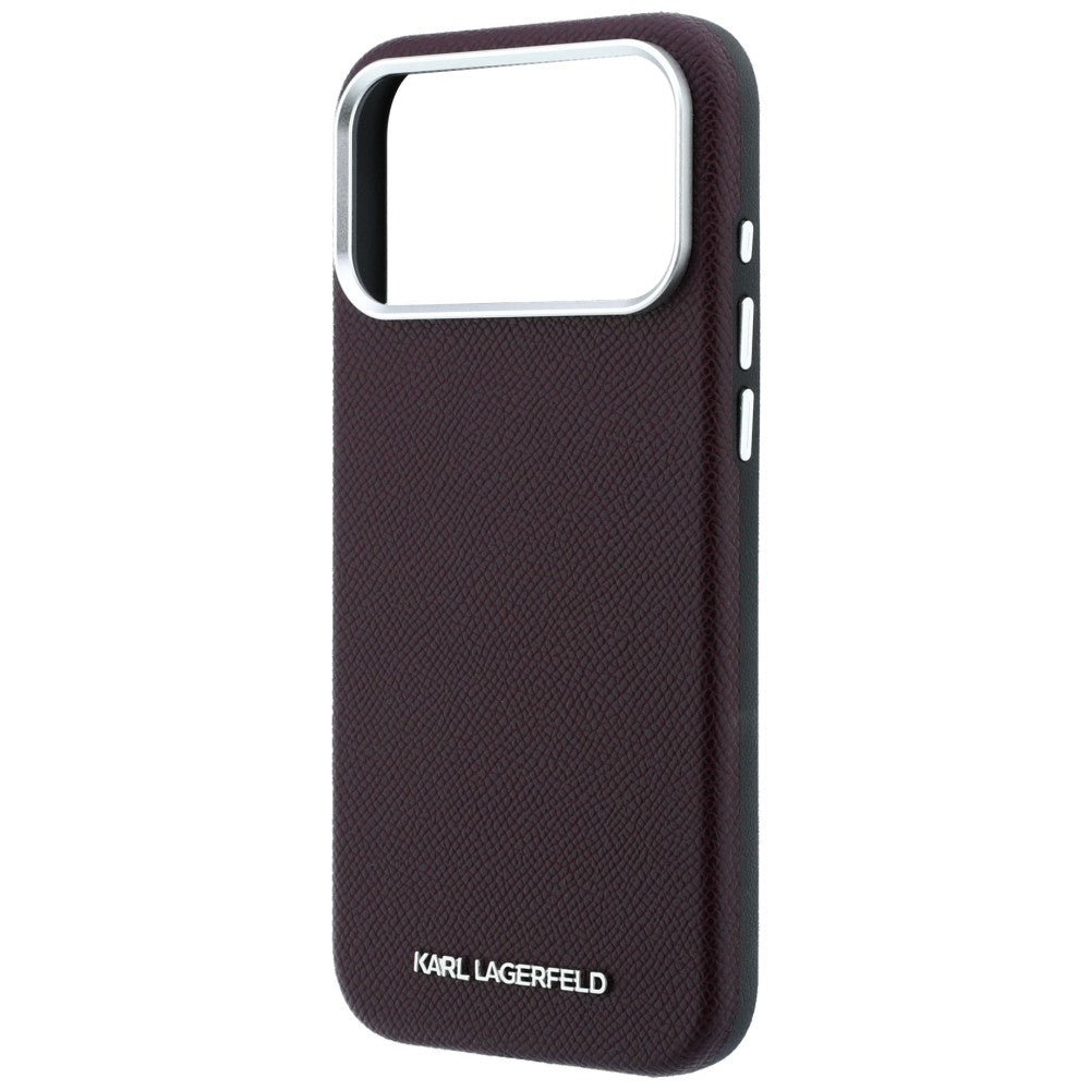 Ovitek MagSafe za Apple iPhone 18 Pro / 17 Pro, Karl Lagerfeld, zrnati podolgovati logotip, bordo