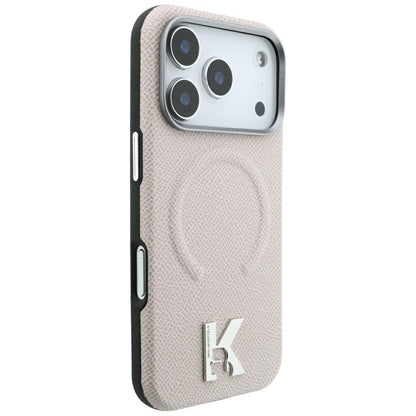 MagSafe ovitek za Apple iPhone 18 Pro / 17 Pro, Karl Lagerfeld, zrnast reliefni obroč, bež