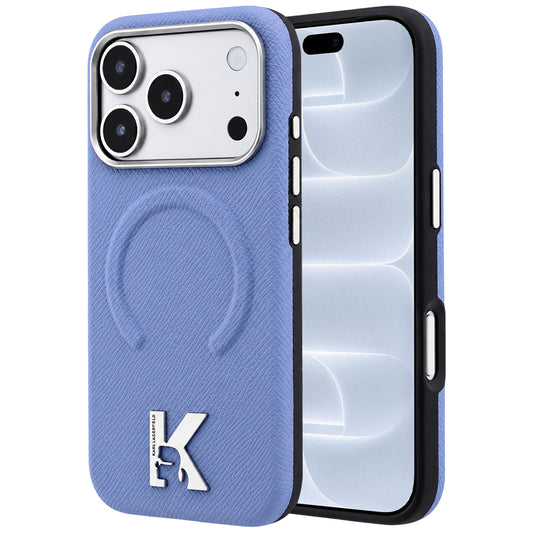 Ovitek MagSafe za Apple iPhone 18 Pro / 17 Pro, Karl Lagerfeld, Grained Embossed Ring, moderna modra
