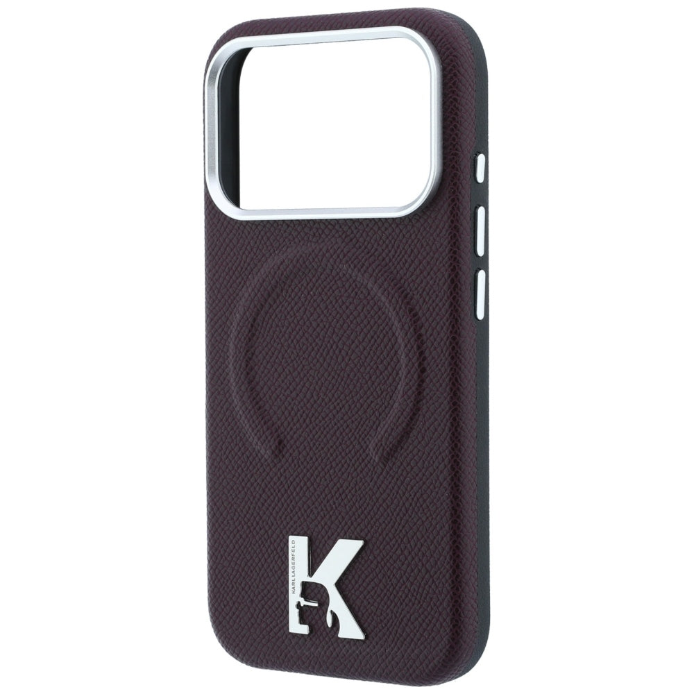 MagSafe Case for Apple iPhone 18 Pro / 17 Pro, Karl Lagerfeld, Grained Embossed Ring, Burgundy