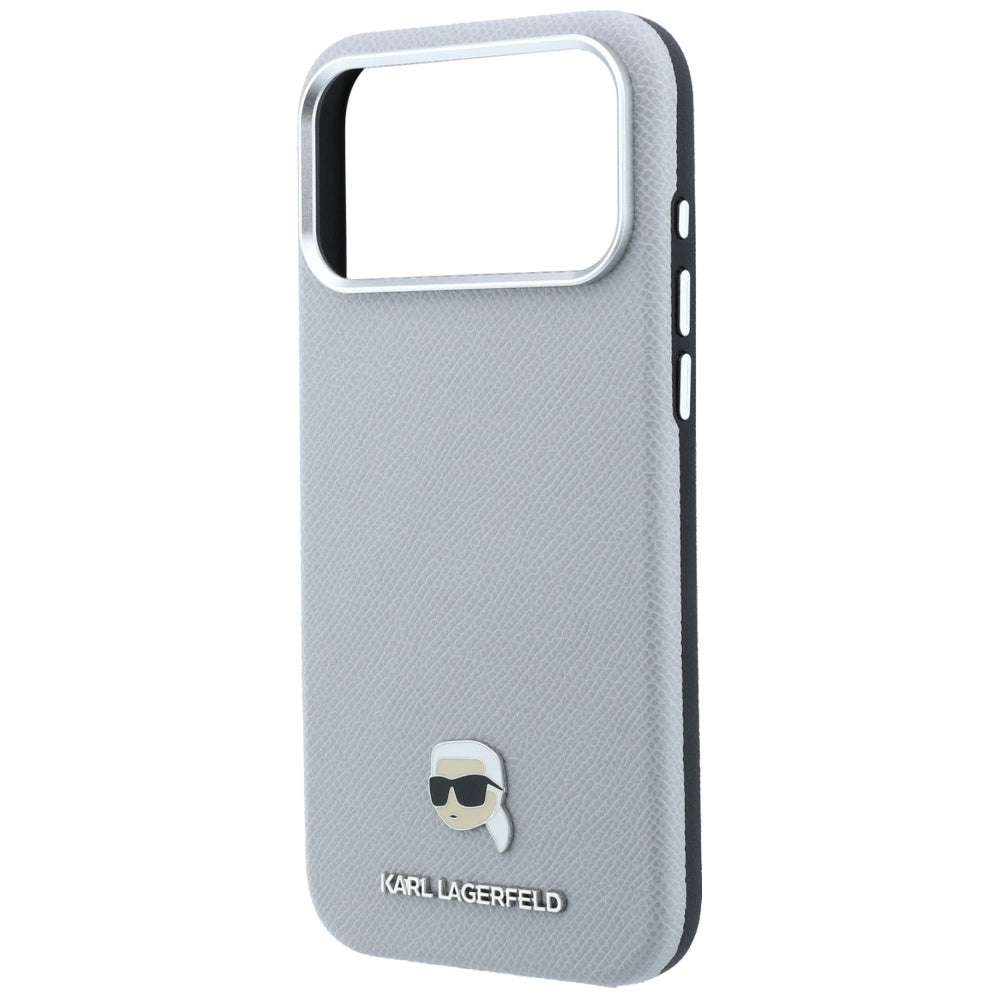 MagSafe ovitek za Apple iPhone 18 Pro / 17 Pro, Karl Lagerfeld, zrnata kovina Karl Head, siva