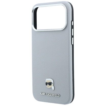 MagSafe ovitek za Apple iPhone 18 Pro / 17 Pro, Karl Lagerfeld, zrnata kovina Karl Head, siva